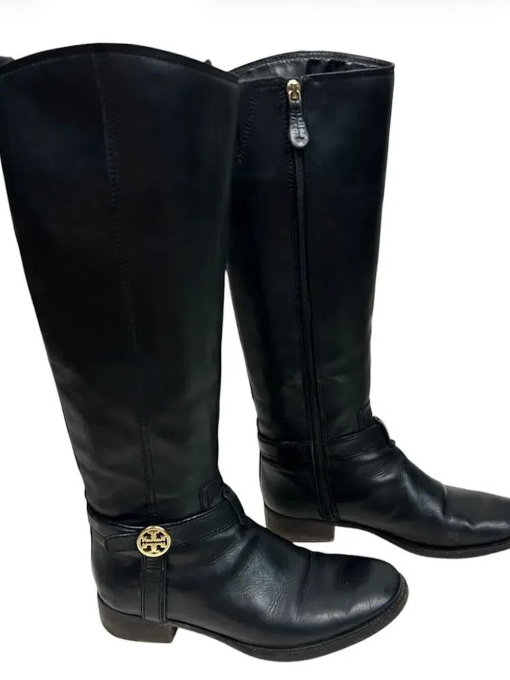 Tory Burch Black Leather Bristol Knee High Riding Boots 7 - Picture 2 of 6